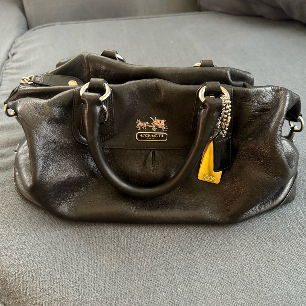 Authentic COACH 12949 Madison Sabrina Black Silver Hardware Satchel Handbag